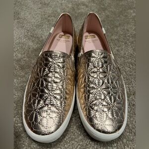 ♠️Keds for Kate Spade Gold Quilted Women's Slip-On Shoes